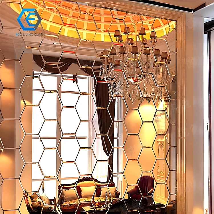 Clear Silver Copper Free Beveled Bathroom Mosaic Antique Decorative Mirror