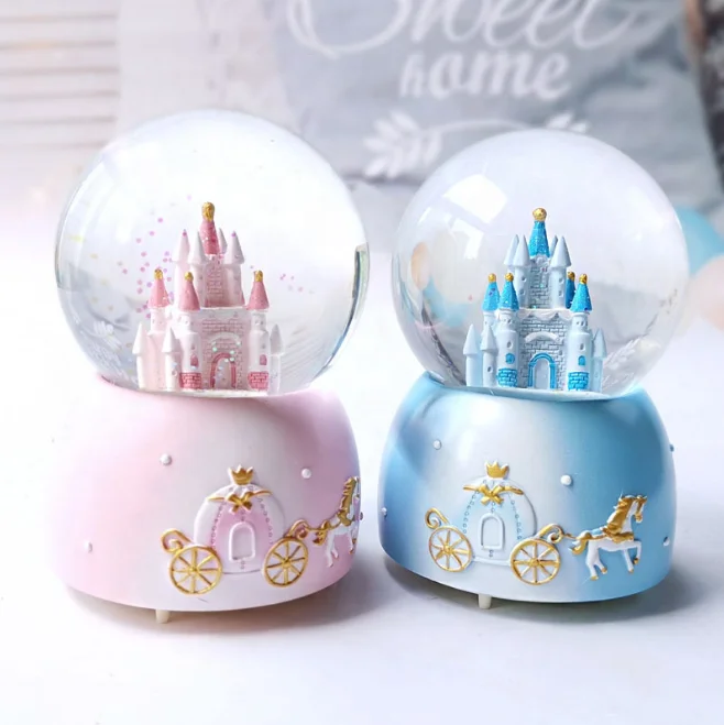 Polyresin Castle Snow Globe Custom Music Castle Snow Globe for Gifts