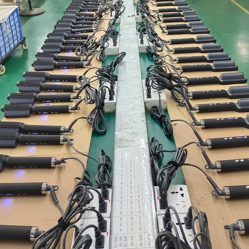 KSKIN OEM Straightener brush White Hair Ceramic  Plug flat iron hair straightener