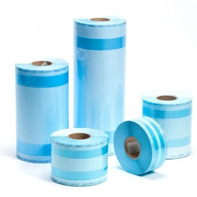 High-temperature EO gusseted roll bags dental supplies heat-sealed flat roll pouch PE laminated packaging paper-plastic bags