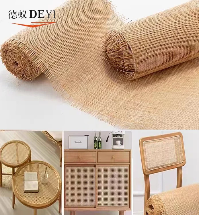 Custom Made  Synthetic Natural Cane Raw Material Rattan Webbing Roll for Fabric Crafting and Decorating Collages