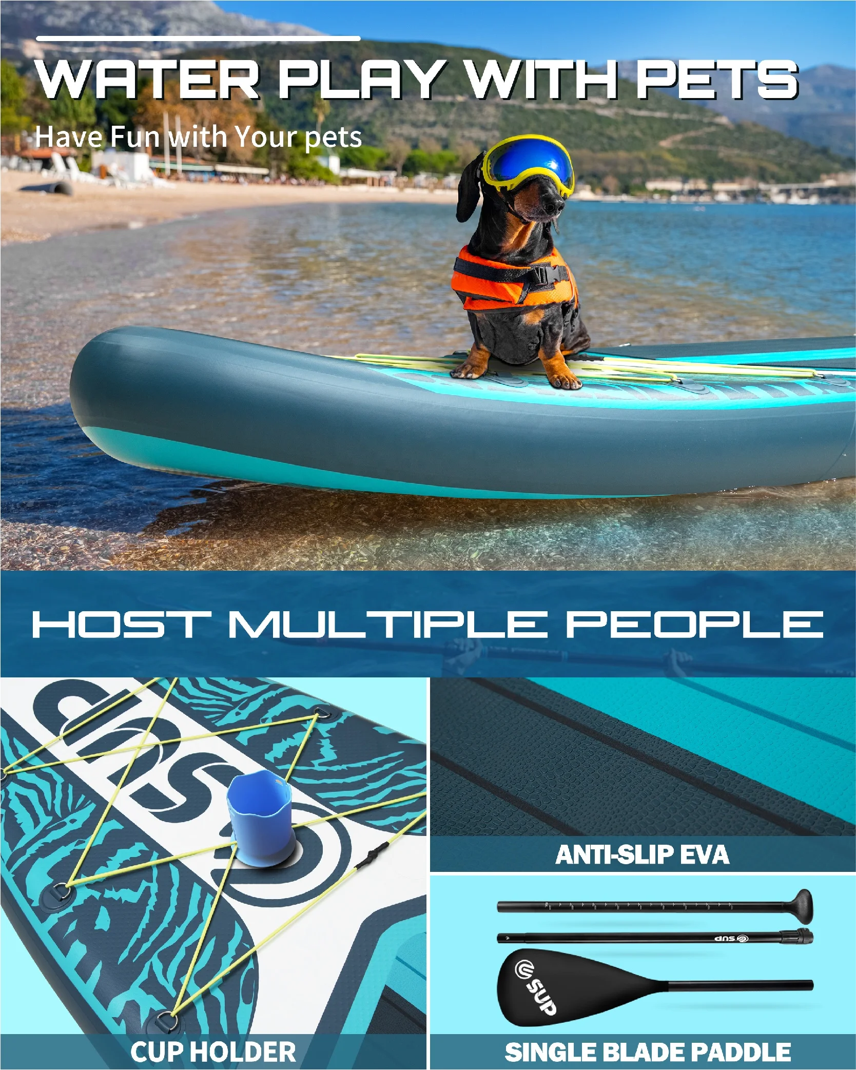 Easy carry surf board surfboards paddle board dock Tandem sup board suitable for 2 person water play surfing