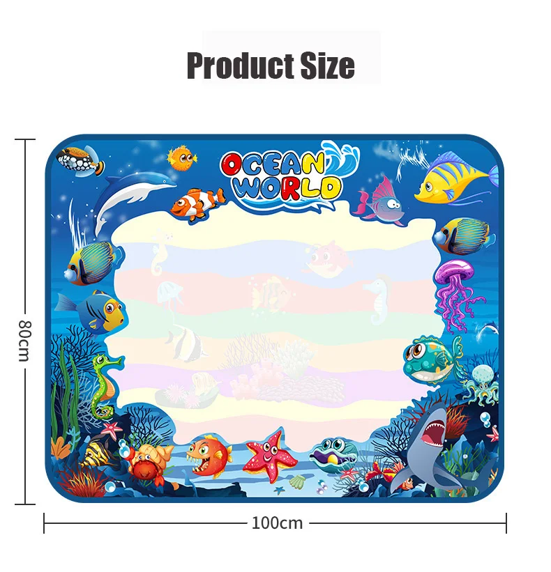 100*80cm Large Size Education DIY Aqua Magic Painting Water Drawing Doodle mat With Doodle Pen