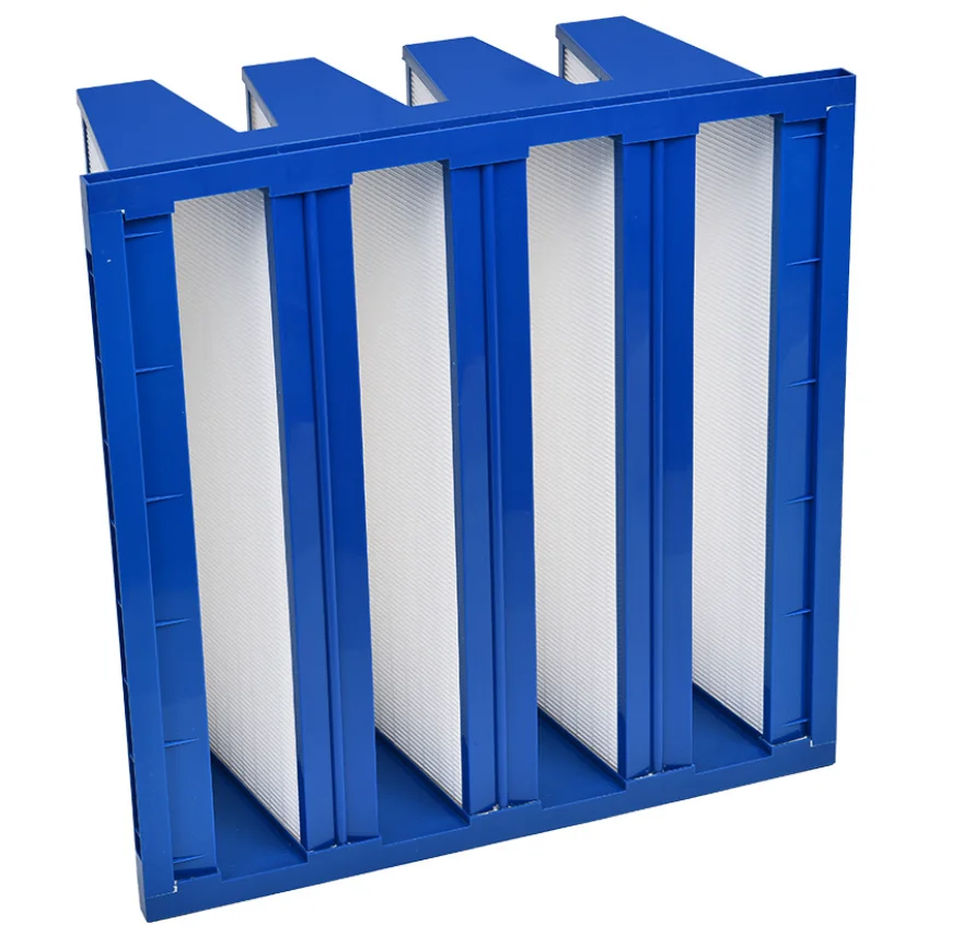 High efficient ABS plastic frame v bank fibreglass combined ventilation Filter