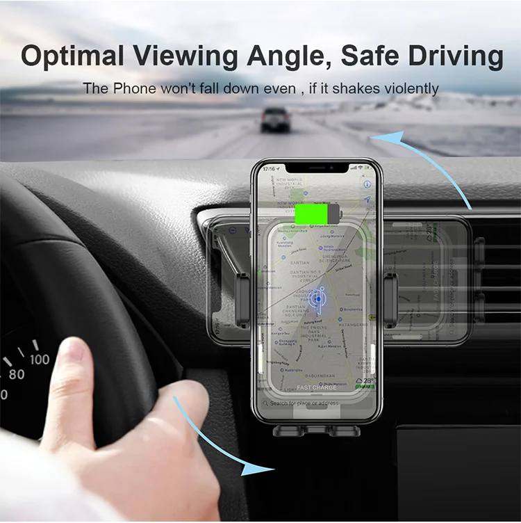 2020 новый дизайн автомобильный зажим держатель 10 Вт Беспроводное зарядное устройство для телефона с сертификатом Qi