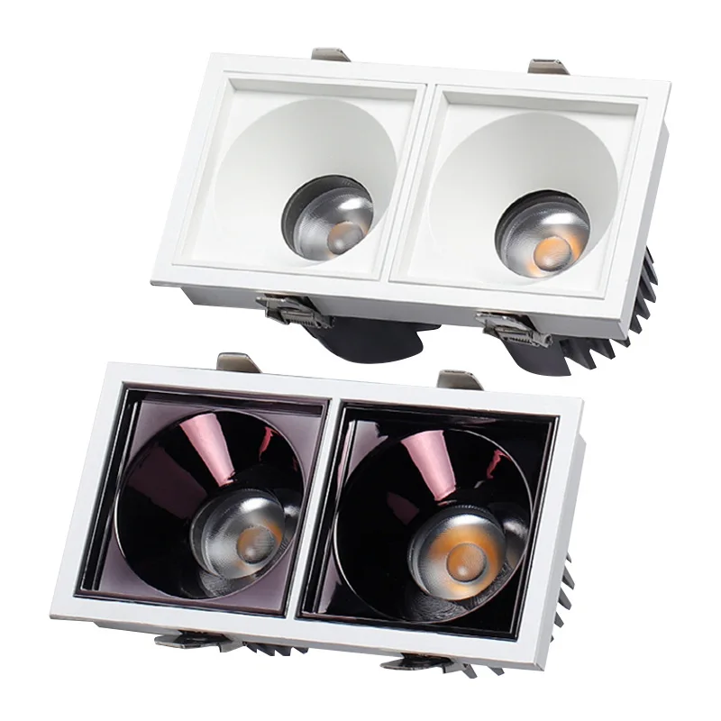 Wholesale Double Head Adjustable Angle Frameless Recessed Square Aluminum 12w 15w Led Spotlight