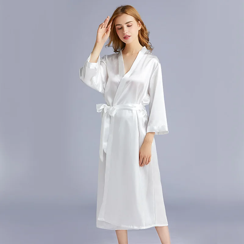 Women White Silk Satin Bride Robe Bridesmaid Robes For Bachelorette Party