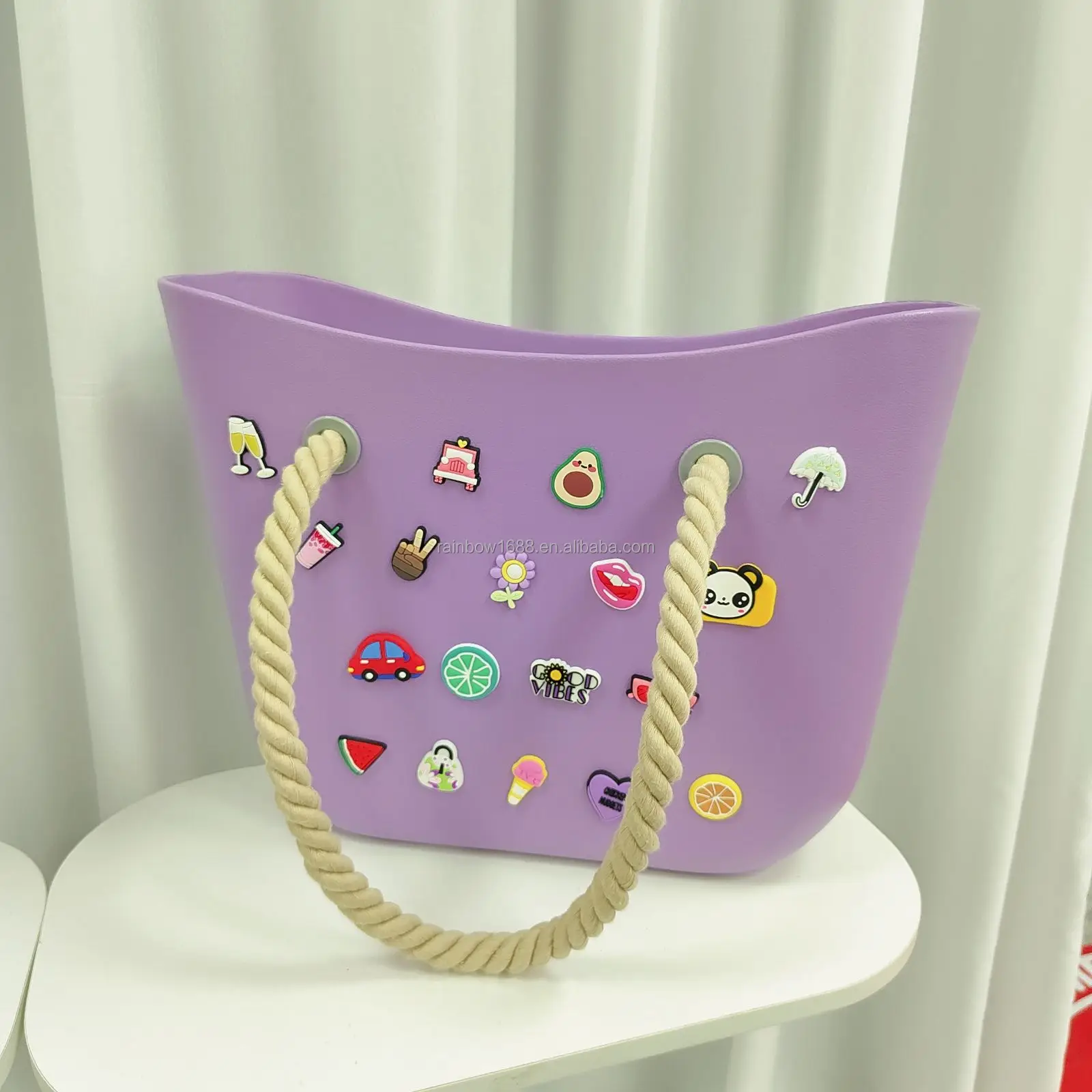 Candy Color Basket Handbags Luxury Hollow EVA Beach Bag Designer Brands Shopper Bags for Women 2024 Clear Purses Tote