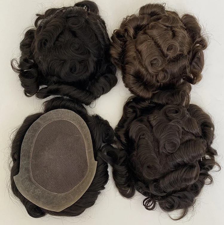 Wholesale Price Ready To Ship Men Hair Wig Australia Base Toupee Human Hair Replacement System Men Toupee Wig For Bald Man
