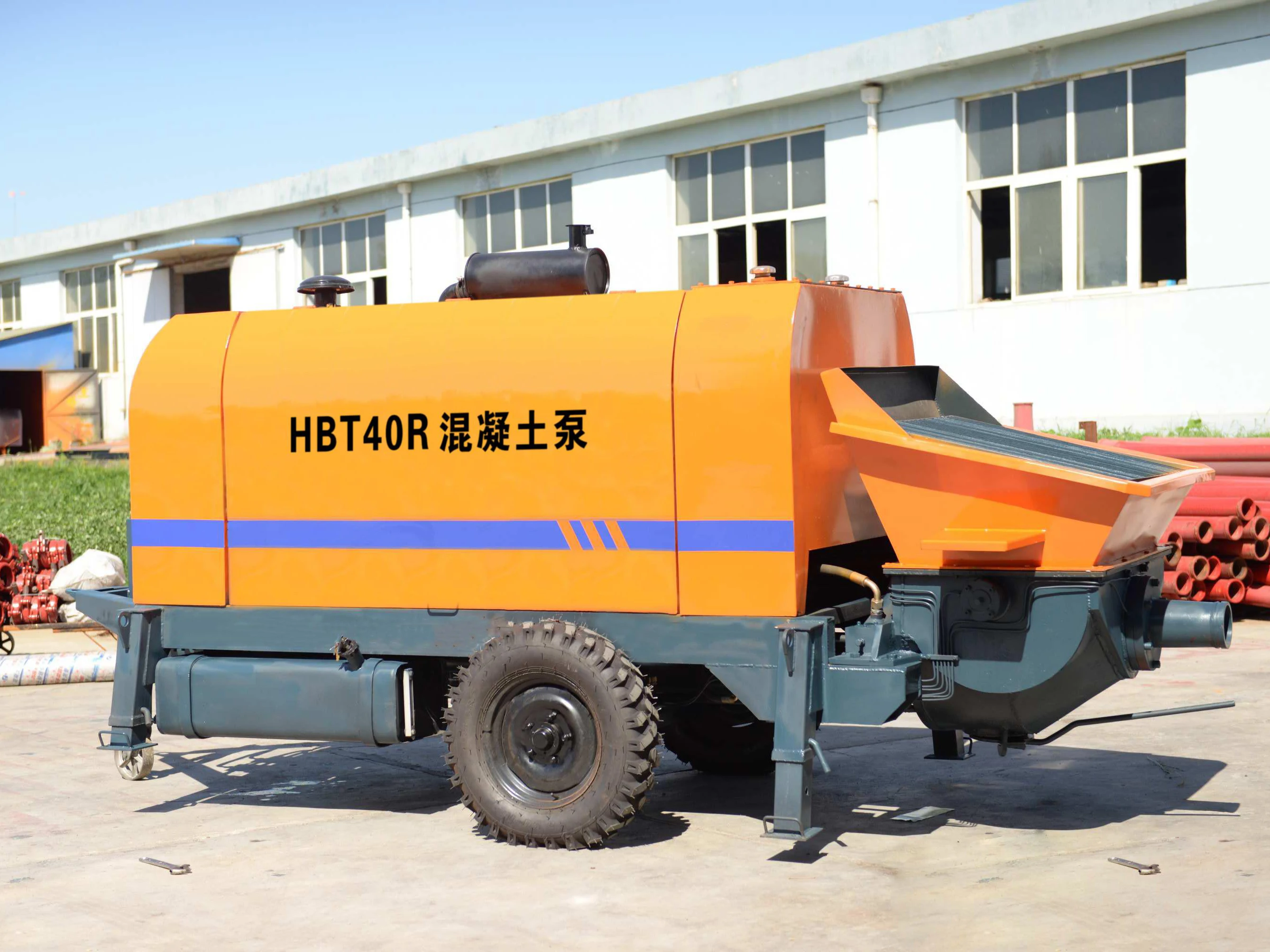 HBT5008V высокоэффективный портативный 82Kw жевательный прицеп бетононасос цементный насос по