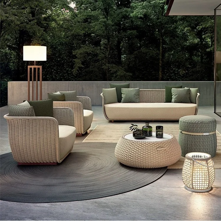 Factory Price PE Wicker Rattan Patio Leisure Hand Weave Exterior Weather Proof Outdoor Furniture Garden Sofa Sets