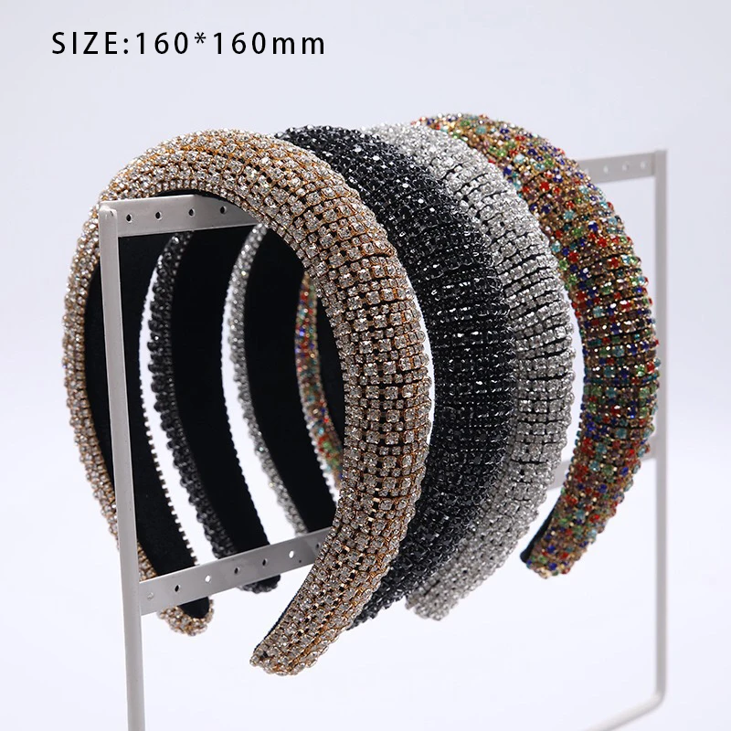 
Wholesale Women headband Padded Diamond Sponge Baroque Headband Luxury Bling Full shinny Rhinestone Headband bulk 