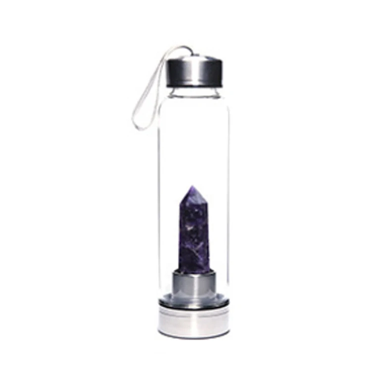 Natural Quartz Crystal Infused Water Bottle Healing Stones Crystal Bottle Crystal Water Bottle