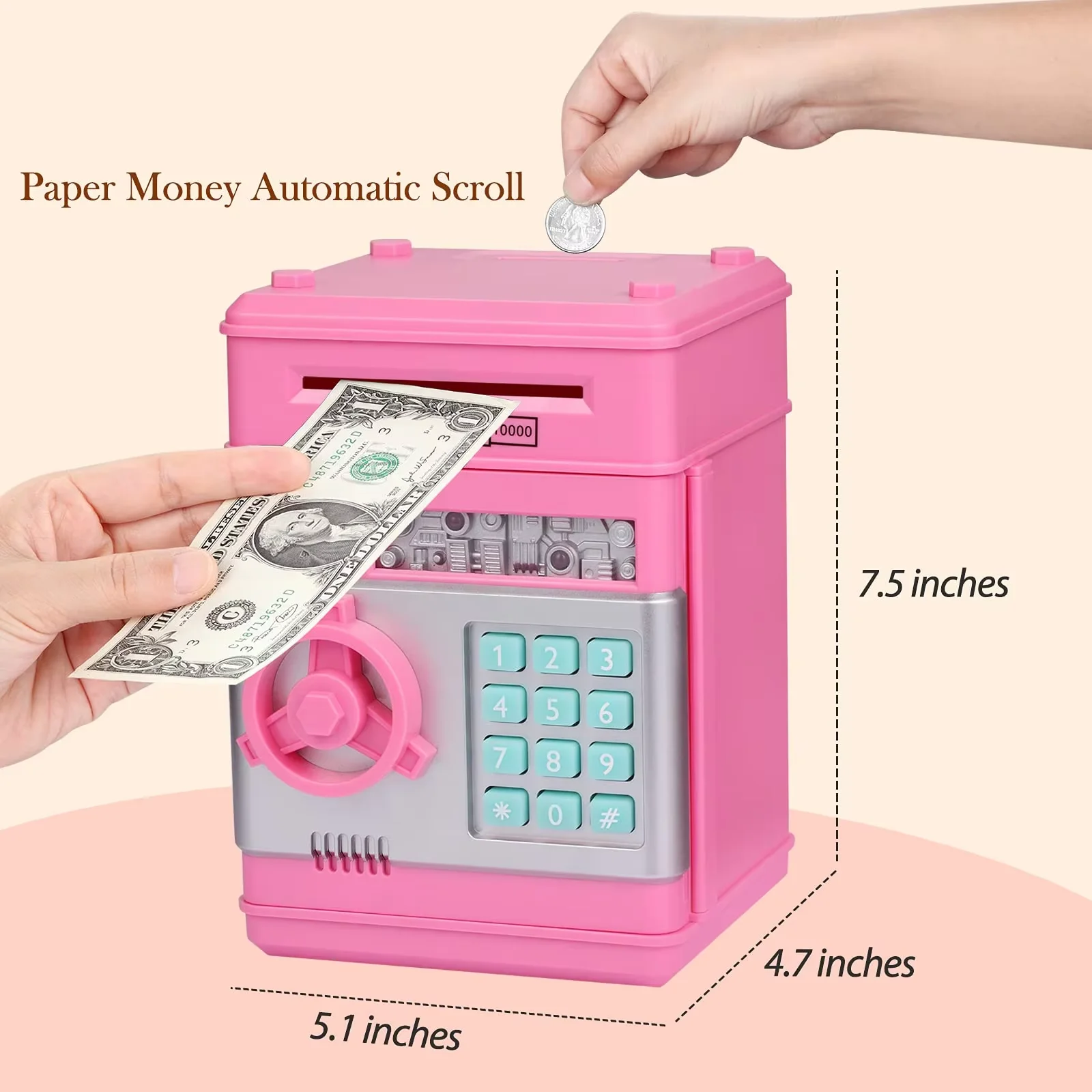 Custom  plastic atm machine piggy bank for kidselectronic toys education save money box electronic money safe box for money
