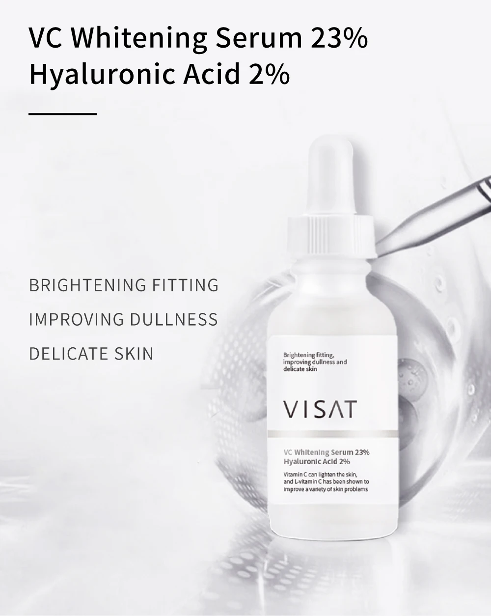 Private Label Skin Care Serum 23% Hyaluronic Acid & VC OEM Organic Anti Aging Brightening Wrinkle Face Vitamin C Serum