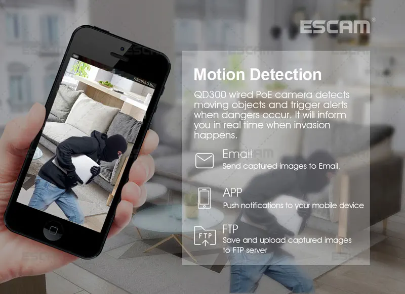 
ESCAM QD300 Outdoor Bullet Camera IP66 Surveilance Security CCTV IR P2P Onvif 2mp IP Camera POE 