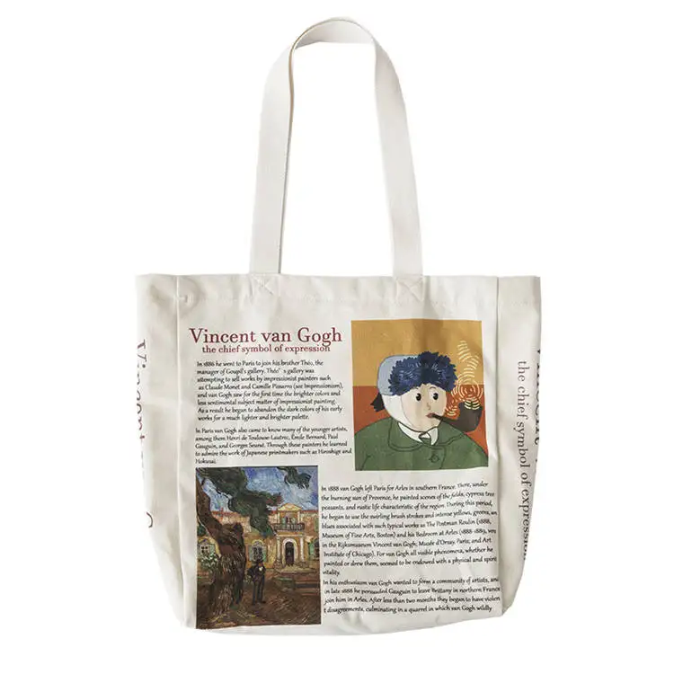 Promotional Customized Logo Size Canvas Organic Fabric Tote Printed Cotton Shopping Canvas Bag