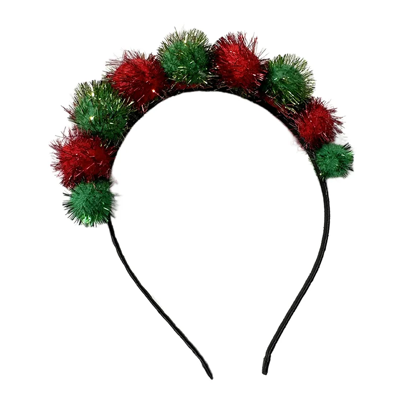 Christmas Hair bands Children Color Ball Hair Hoop Glitter Pompommed  Hair Accessories For Kids Headband