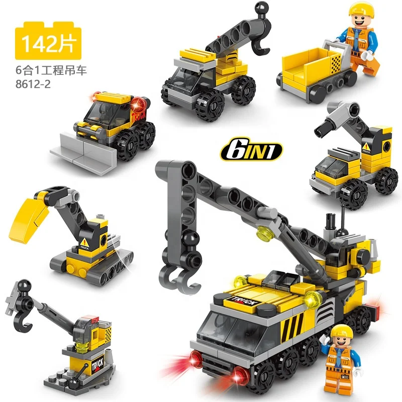 Mini City Street View Girls Castle Shop Engineering Truck Car 6 in 1 Kids Building Blocks Sets Bricks Toys for Promotion Gifts