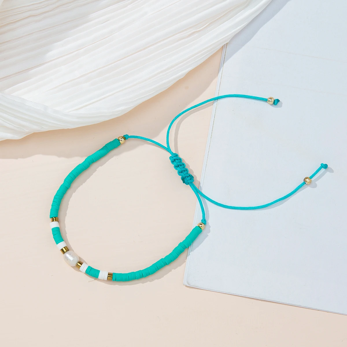 Candy color soft pottery pearl bracelet new adjustable braided string hand string girl and man boudoir hand accessories