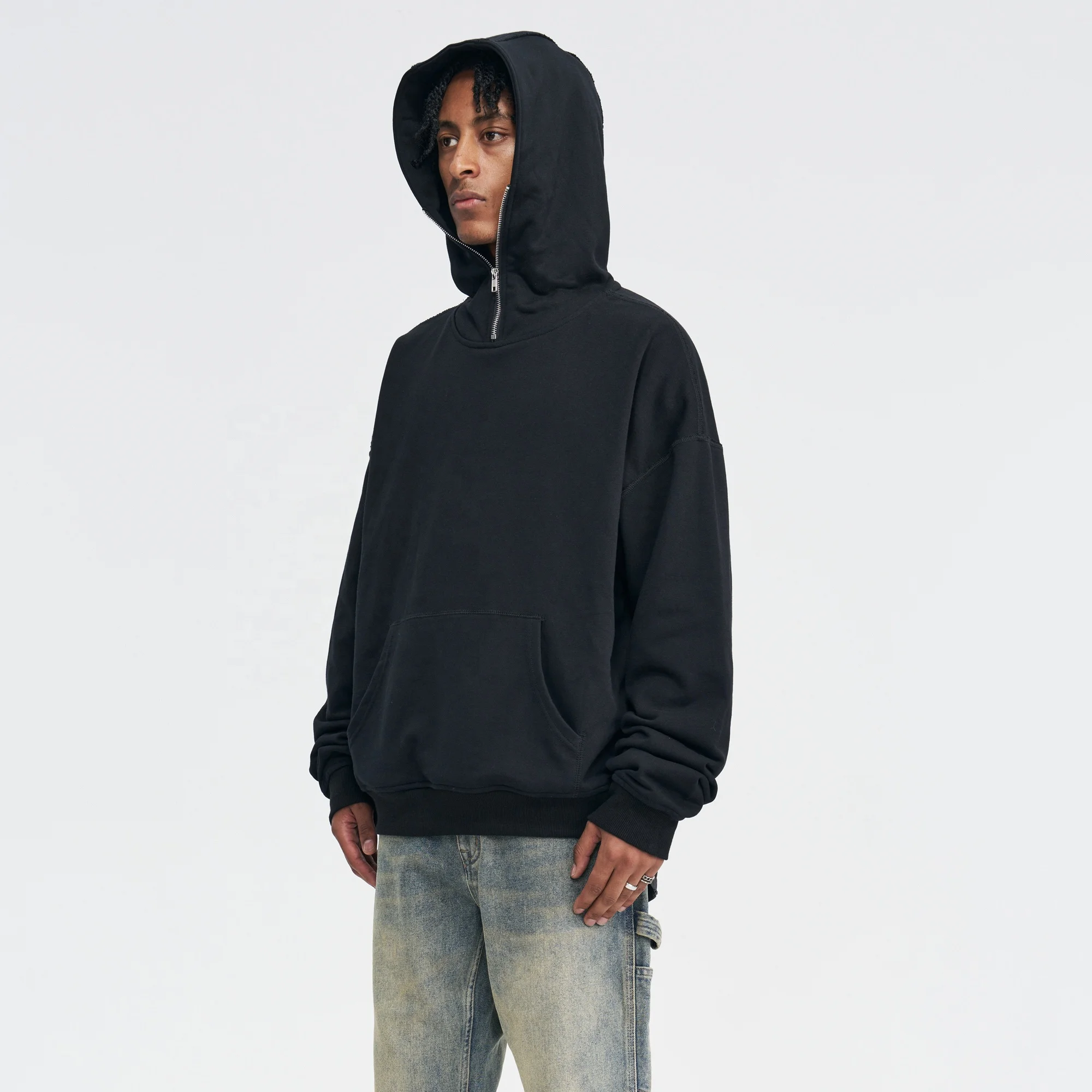 Custom Logo Unisex printed hoodies for men Oversize heavy weight mens streetwear ninja zipper bulk Hoodie sweatshirts