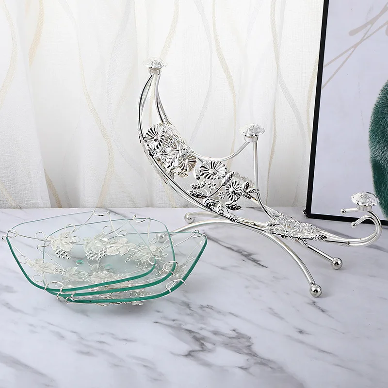 European classic wind tempered glass fruit plate wedding dessert table decoration plate