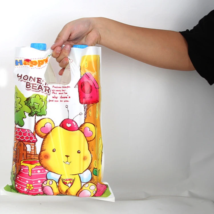 Factory price custom logo printed ldpe hdpe Tote single-layer  plastic die cut thank you carrier shopping packaging bags