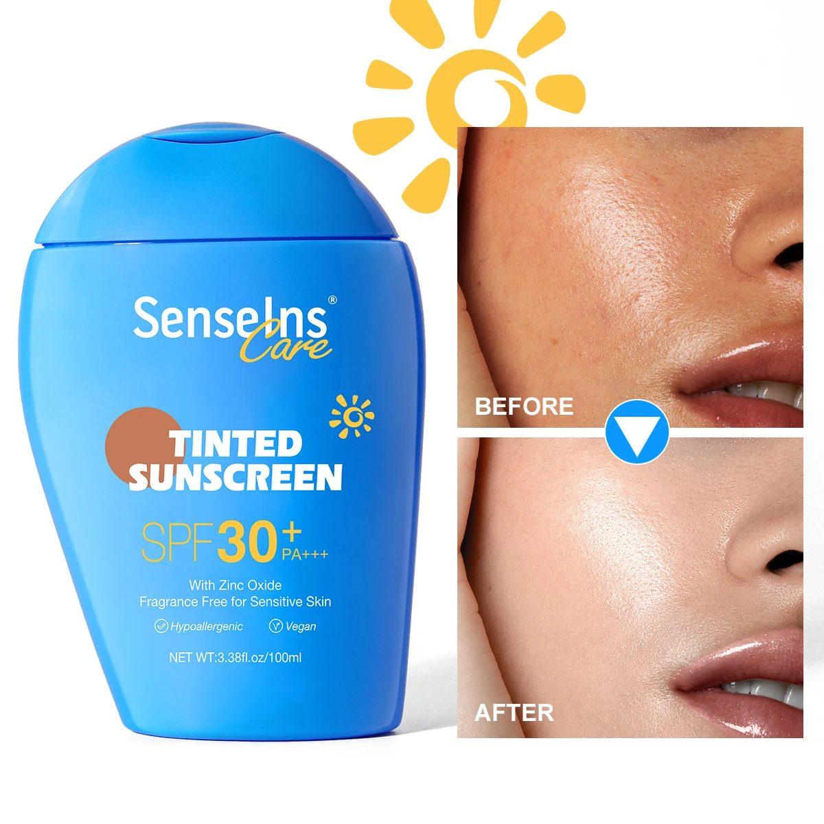 Spf 50 Sunscreen Private Label organic Tinted Moisturizer Anti UV Prevent Sunburn concealer Tinted Sunblock Sunscreen