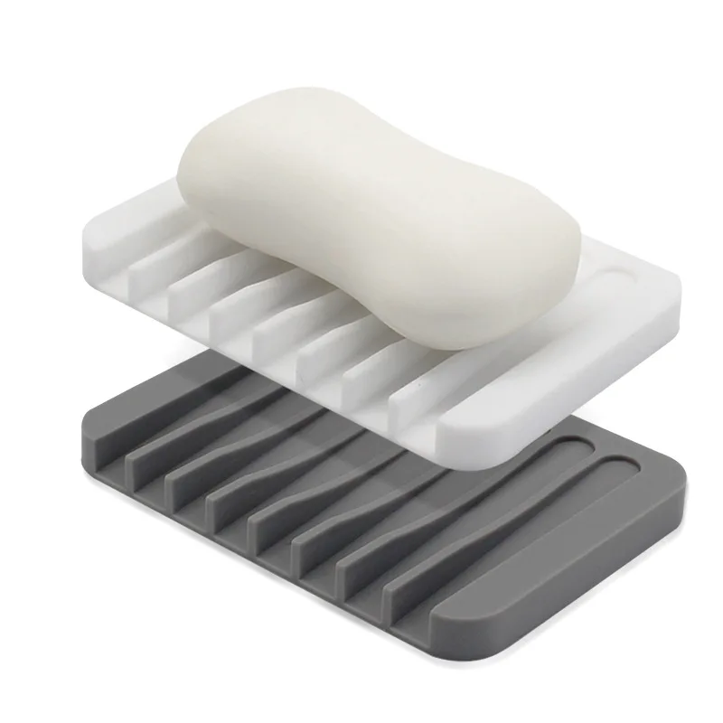 Custom Factory Drawer Design Eco Friendly Bathroom Silicone Soap Holder Case Box Travel Soap Dish With Drain