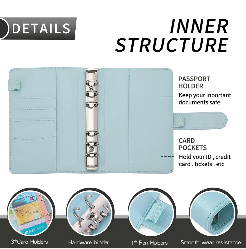 New Custom Money Cash Executive Diaries Planner Loose-leaf A6 Agenda Budget Binder With Zipper Envelopes