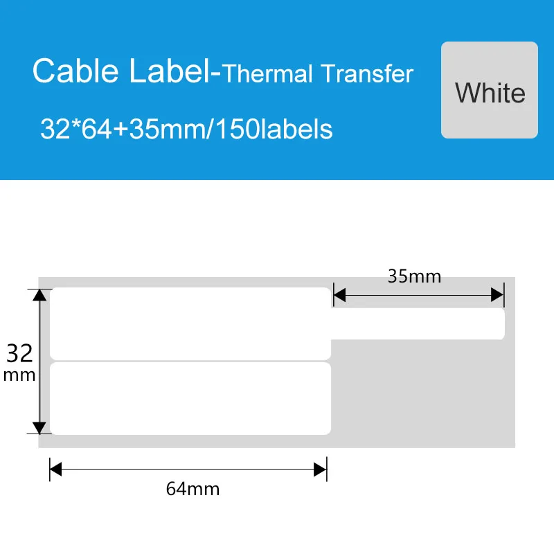 Высококачественная Термотрансферная этикетка detlonger 32x64 мм, кабельная этикетка, стикер для DT60S