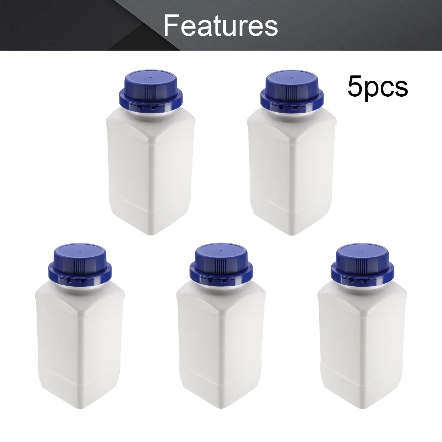 Plastic Lab Chemical Reagent Bottle 1000ml Wide Mouth Sample Sealing Liquid Storage White Container with Anti-theft Cap