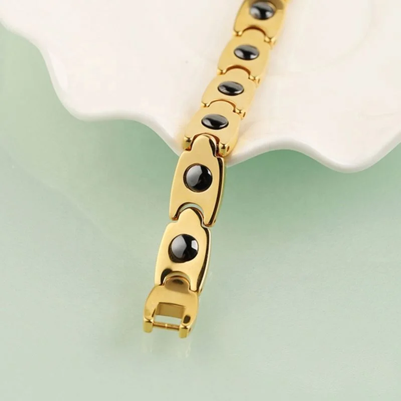 Simple Style Women Men Fashion Jewelry Watch Band Design Black Hematite Gold Plated Tungsten Carbide Steel Bracelet For Couple