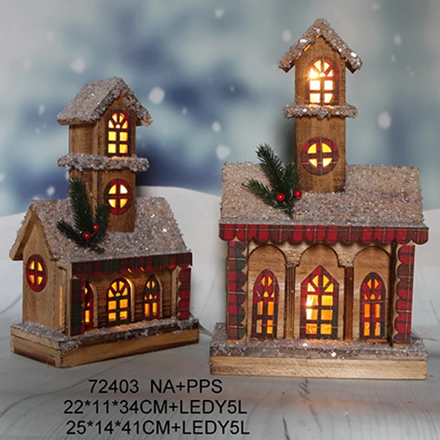 Miniature Christmas Market Wooden Houses With Led for Festival Decoration