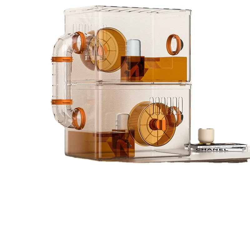 2024 Hot Sale Yiwu Agent Hamster Cage Deluxe Large Villa Transparent Acrylic Golden Bear Dutch Pig Two Storey House