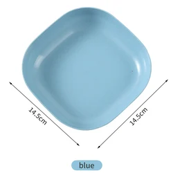 Modern Simple Dinner Plate Round Square 5.7 Inch Multiple Color Wheat Straw Nordic Plastic Plate Fruit Vegetable Plate Food Tray