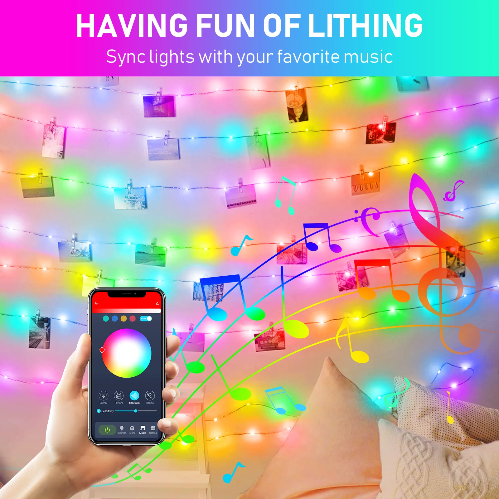 
WIFI APP Control Smart Life Photo Clip String Lights 5M 10M 20M Voice Control Outdoor Waterproof String Lights 