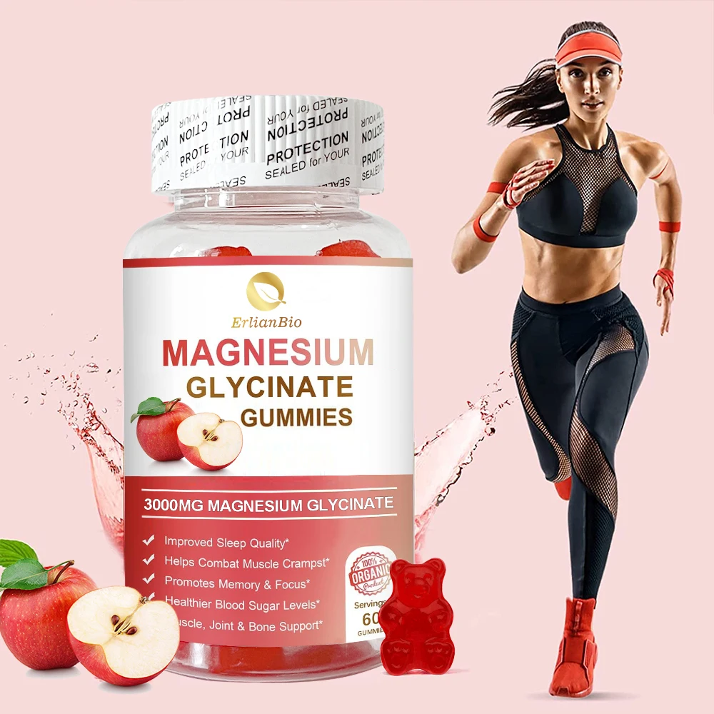 Magnesium Glycinate Gummies Magnesium Gummies Herbal Supplements for Kids & Adults Stress Relief Muscle Cramps & Sleep Aid