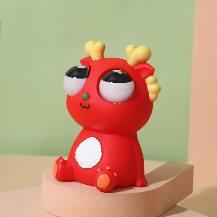 Hot Selling Novelty Gag Toys Fidget Toys Creative Cute Cartoon Big Eyes China Dragon Squeeze Toys