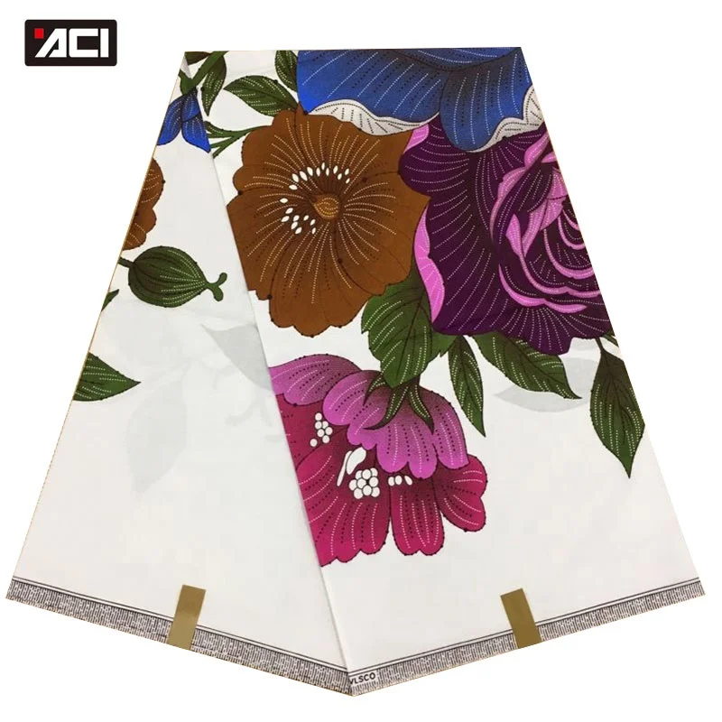 ACI Customized African Wax Prints Fabric Ankara 100% Cotton Veritable Wax Super Java Print Fabric 6 Yards/Piece