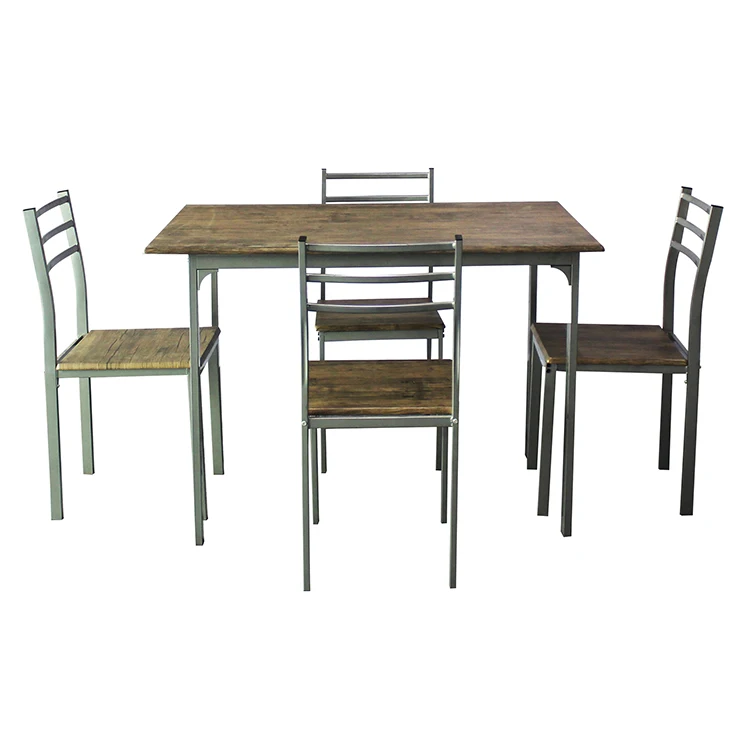 Cheap Wholesale Dining Table Set With 4 Chairs 6 Seaters Modern Metal Wooden Table Dining Room Set