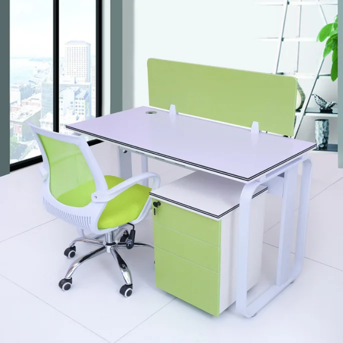 Modern panel wooden customized with drawer glass 4 6 2 people seater partition staff furniture color office workstation desk