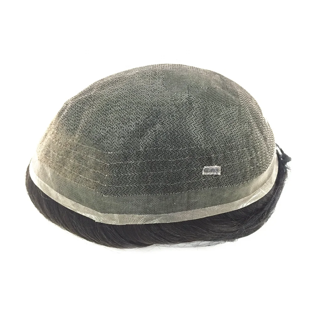 ZJ тонкий сварной моно/кружевной парик замена индийских человеческих волос натуральный для мужчин