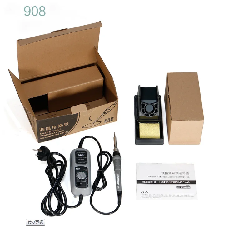 Wood Burning Kit, 908D Soldering Iron with Spring Soldering Station Independent Temperature Controller LCD Display