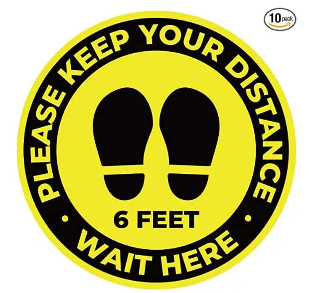 
Floor Signs, Keep Distance Label, Wait Stand Here Sticker, Public Decal, Yell 