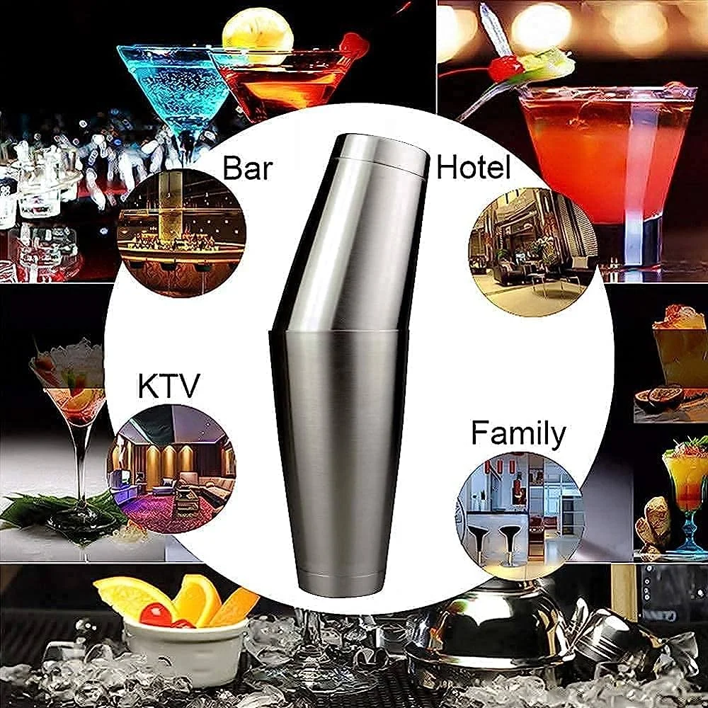 Creation Factory Direct Customizable Bartender Kit Bar Accessory Tools Set 750ml Stainless Steel Cocktail Shaker Boston