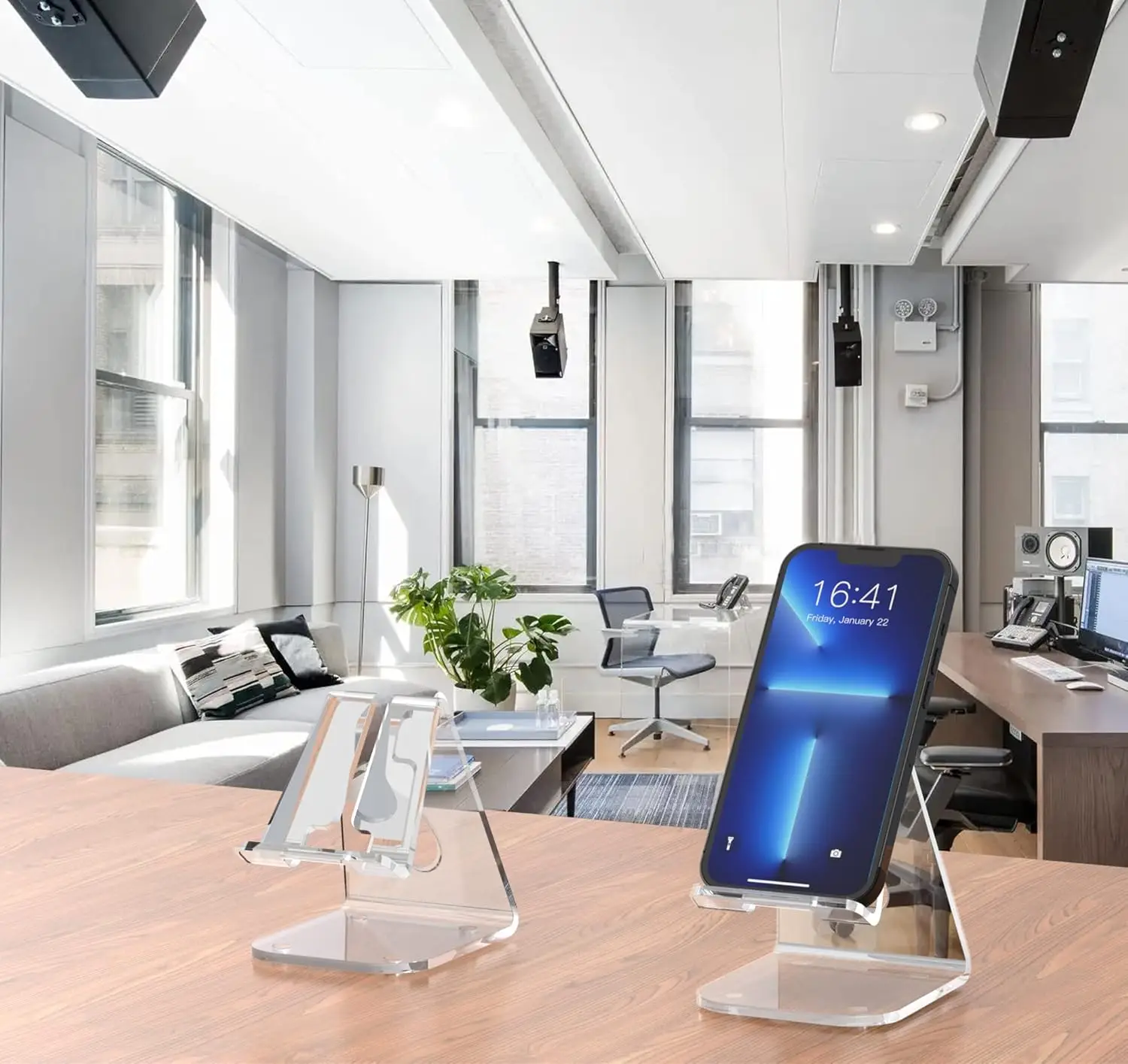 Wholesale Custom Office Acrylic Cell Phone Holder/Stand, Clear Compatible with 4-10' Phone Pro Max , Android Smartphone