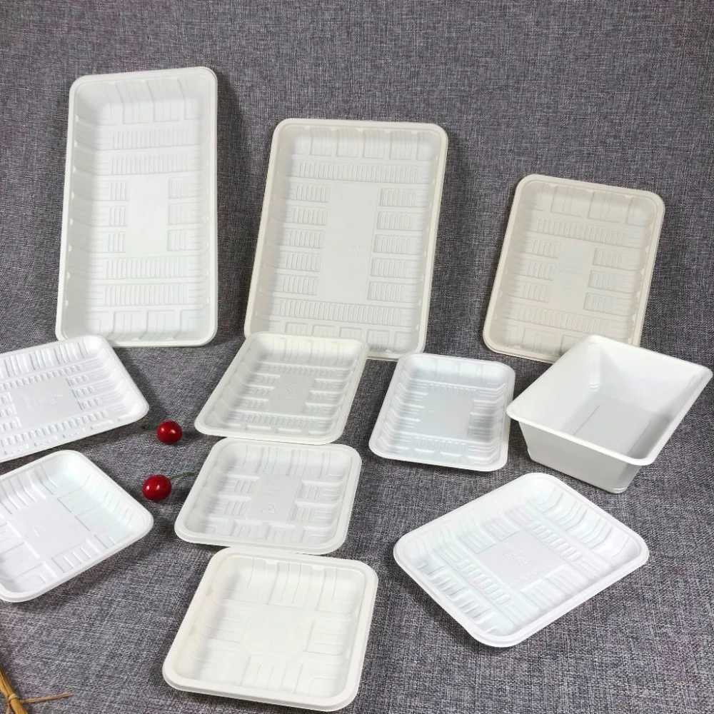 G11 15%off biodegradable disposable cornstarch corn starch large chipy chicken food meat tray clamshell platter