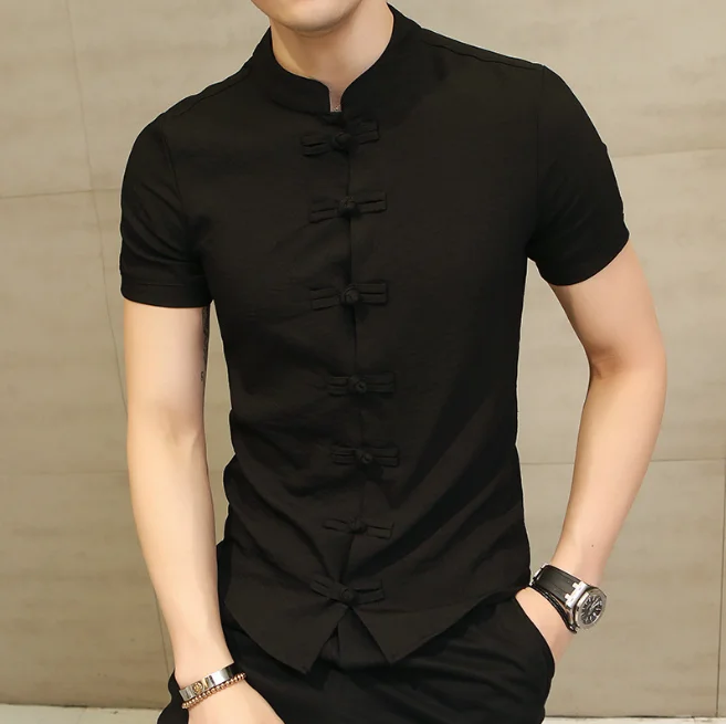 Traditional Chinese Tang Suit Men Plus Size Summer Short Sleeve Kung Fu Uniform