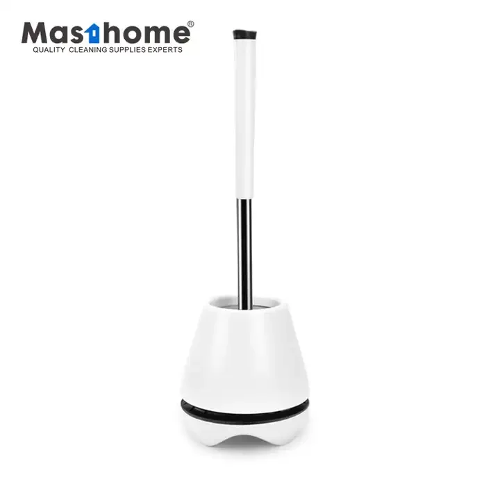 Masthome Hidden Clip Design TPR Toilet Brush Bathroom WC Clean Plastic Silicone Toilet Bowl Brush with Holder